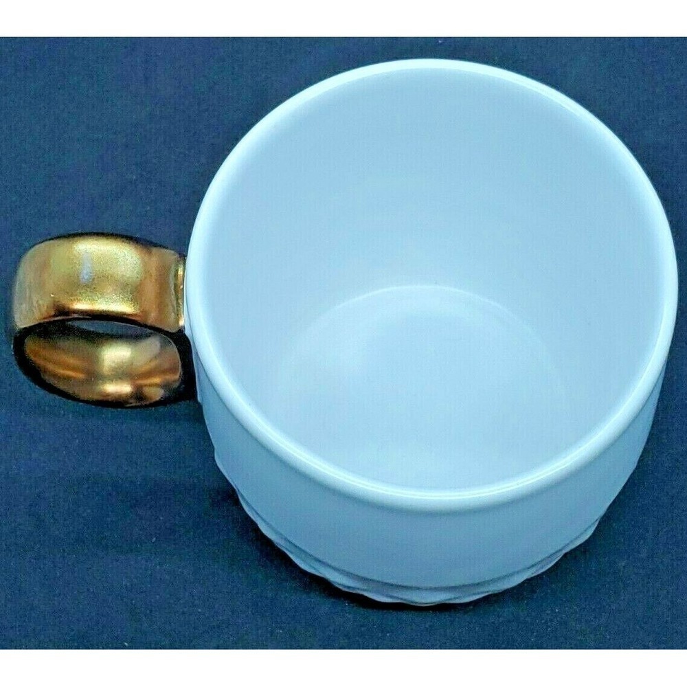 2013 Starbucks White Diamond Quilt Mug w/ Gold Handle - Picture 2 of 7